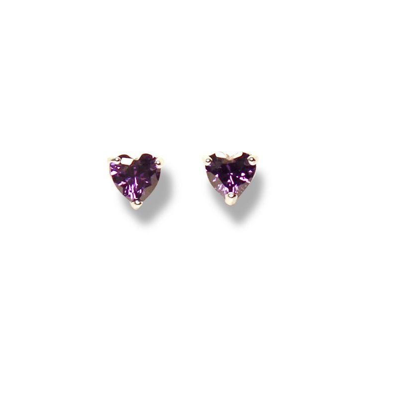 ANDREA COGGIOLA JOYAS - Aros Corazón Circón Morado 4mm Plata Fina 925