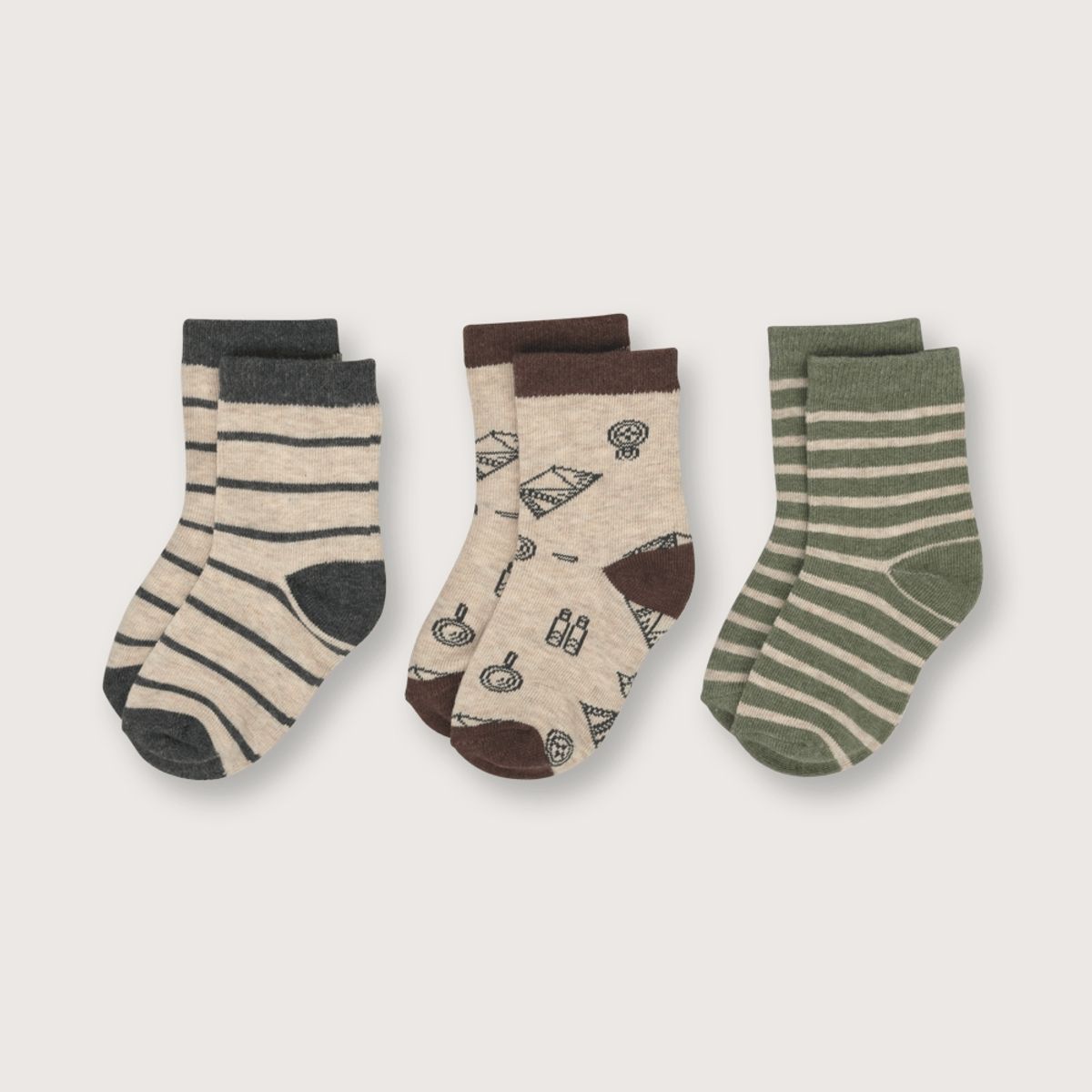 OPALINE - Pack calcetines de niño explorador verde militar (06M a 6A)