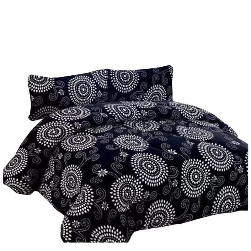 GENERICO - Cubrecama de Invierno Plush con Chiporro 2 P Negro con Circulos