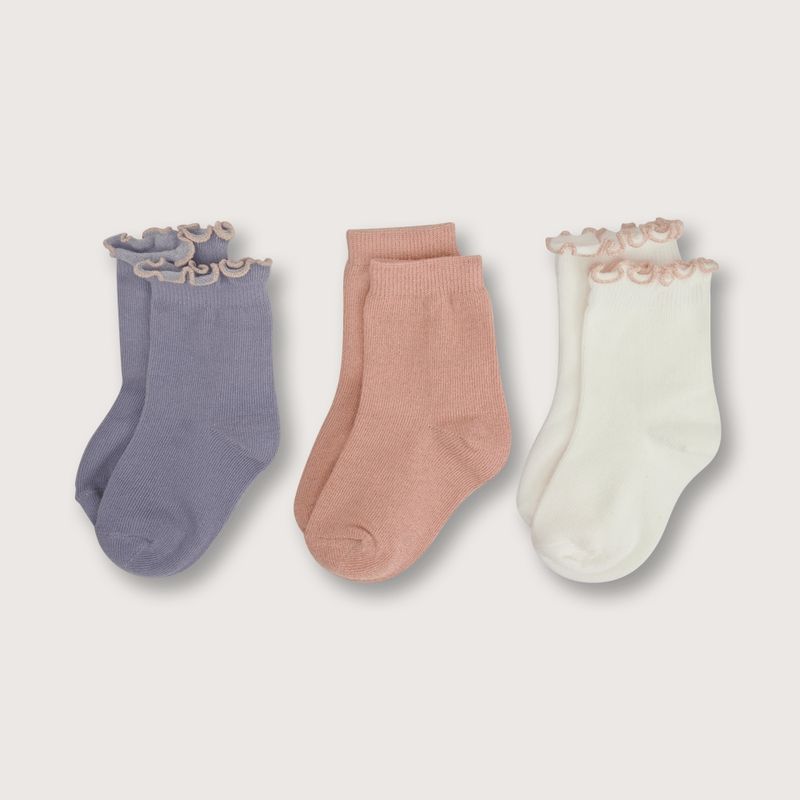 OPALINE - Calcetines de niña pack de 3 Lila (6 meses a 6 años)