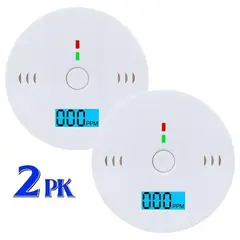 GENERICO - Pack X2 Alarma Detector De Gas Y Humo Monoxido De Carbono
