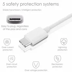 GENERICO - Cable Cargador y datos USB Tipo C de 1 Metro para Samsung Xiaomi