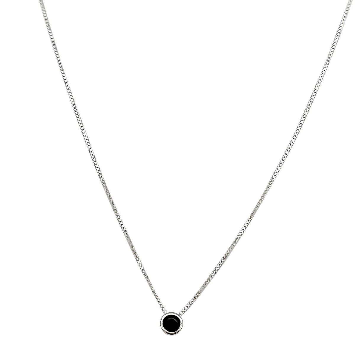 COGGIOLA - Collar Punto De Luz Negro 5mm Plata Fina 925