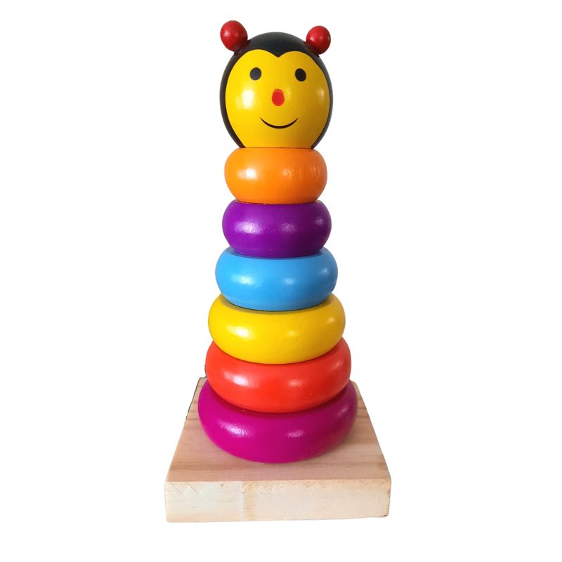 GENERICO - Juguete de madera Montessori Torre Apilable ábaco arcoíris