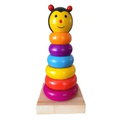 GENERICO - Juguete de madera Montessori Torre Apilable ábaco arcoíris