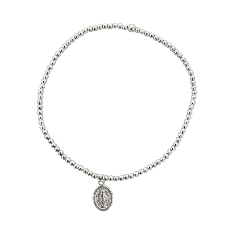 ANDREA COGGIOLA JOYAS - Pulsera Bolitas Virgen De Los Rayos Plata Fina 925