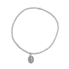 ANDREA COGGIOLA JOYAS - Pulsera Bolitas Virgen De Los Rayos Plata Fina 925