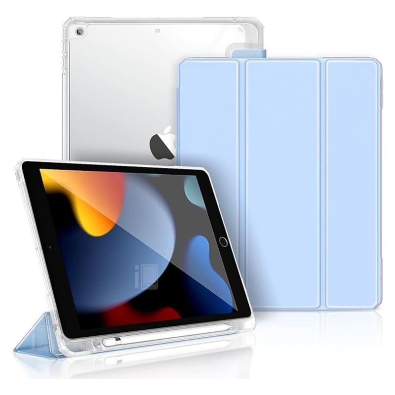 GENERICO - Funda Para iPad 10.2 7°/8°/9° Gen. Traslúcida Y Ranura Lápiz - Celeste