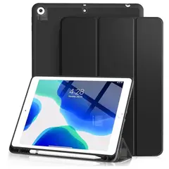 GENERICO - Funda Para iPad 10.2 7°/8°/9° Gen. Con Ranura Lápiz Pencil - Negro