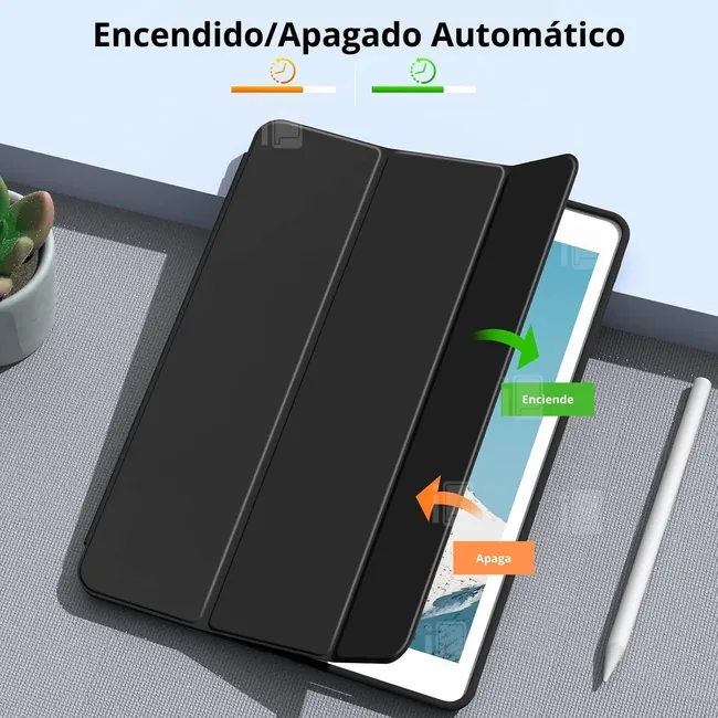 GENERICO - Funda Para iPad 10.2 7ª/8 ª/9ª Con Ranura Lápiz Pencil - Negro