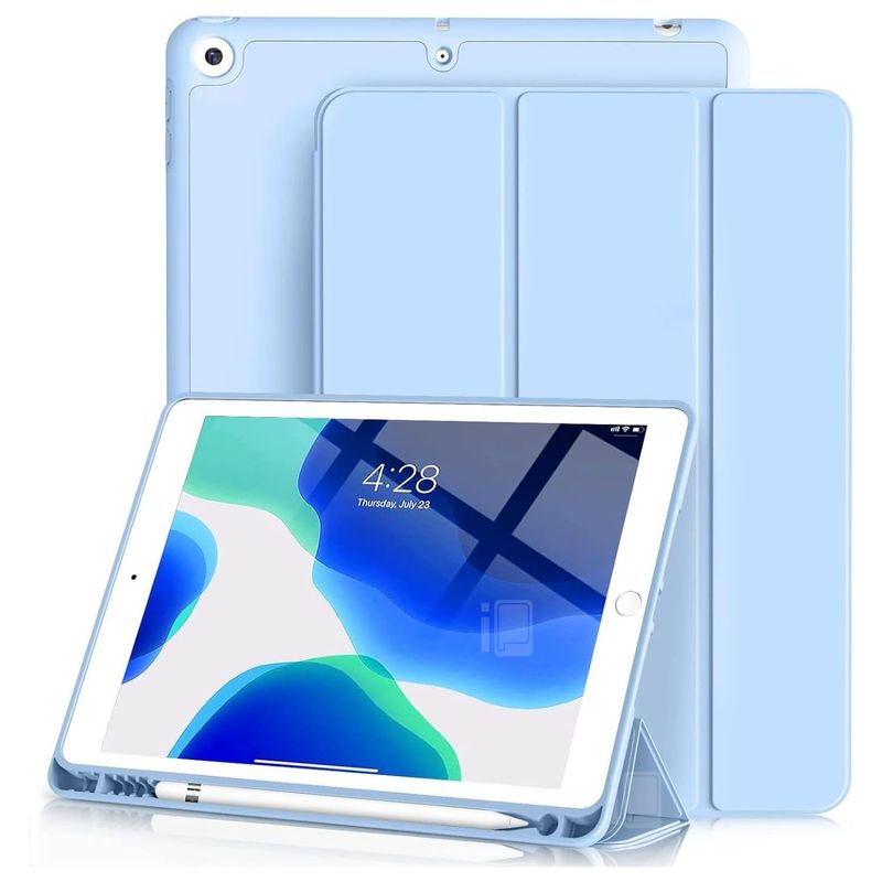 GENERICO - Funda Para iPad 10.2 7°/8°/9° Gen. Con Ranura Lápiz Pencil - Celeste