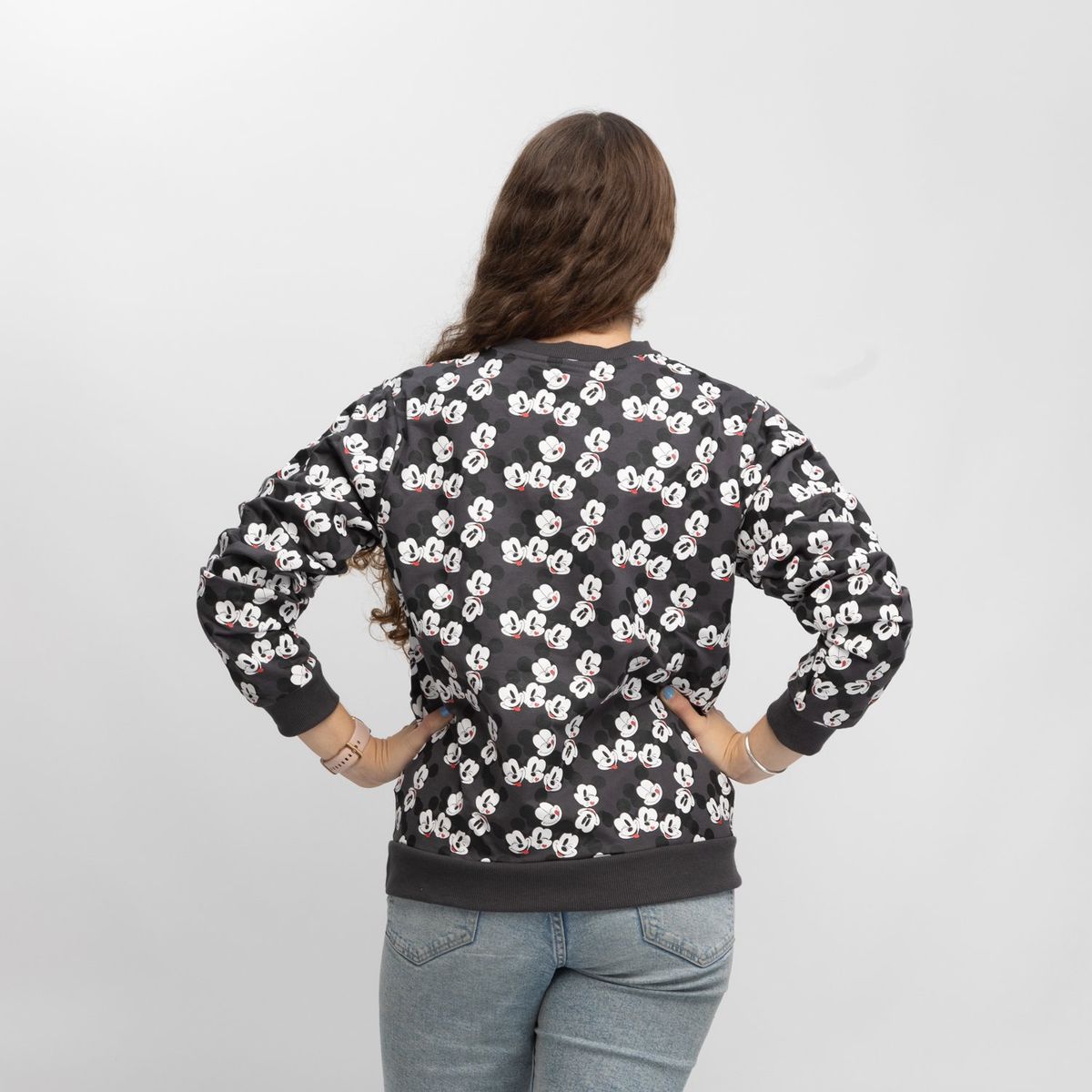 DISNEY - Poleron Mujer Mickey Besos Gris Disney