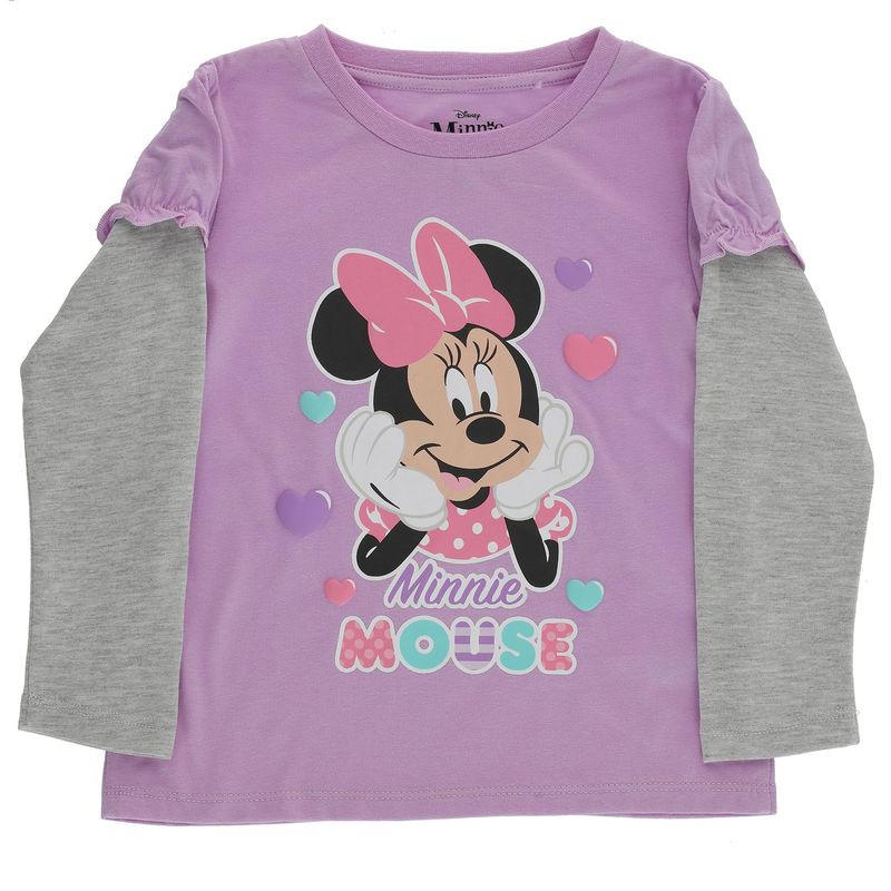 DISNEY - Polera Manga Larga Niña Minnie Moño Morado Disney