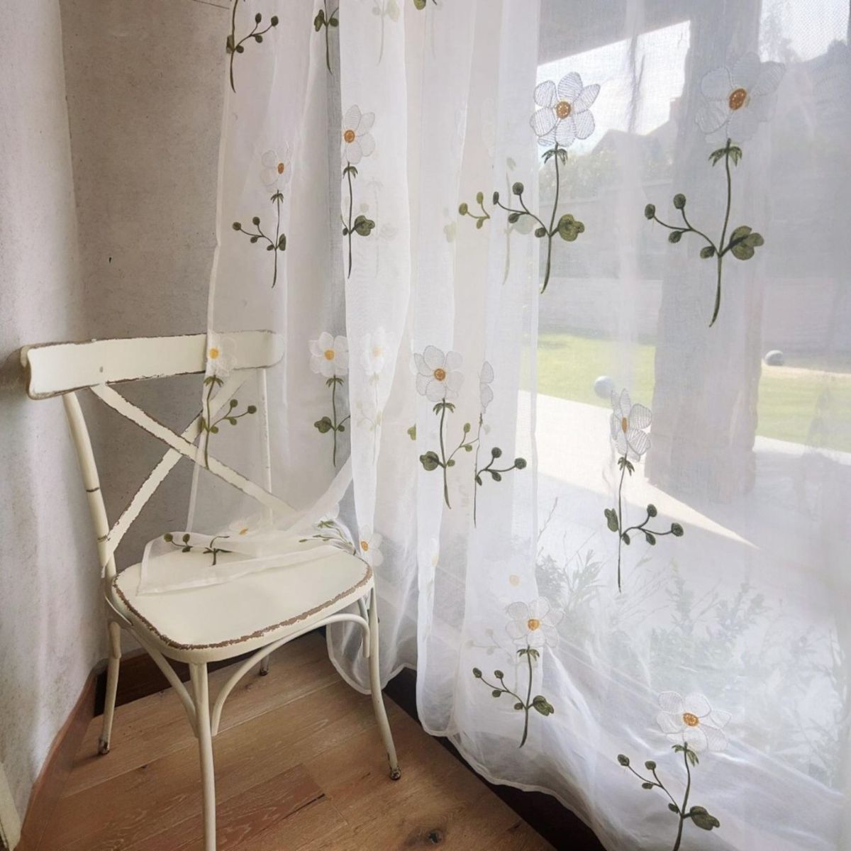 GENERICO - Set de Visillos Bordados 140x230 flor