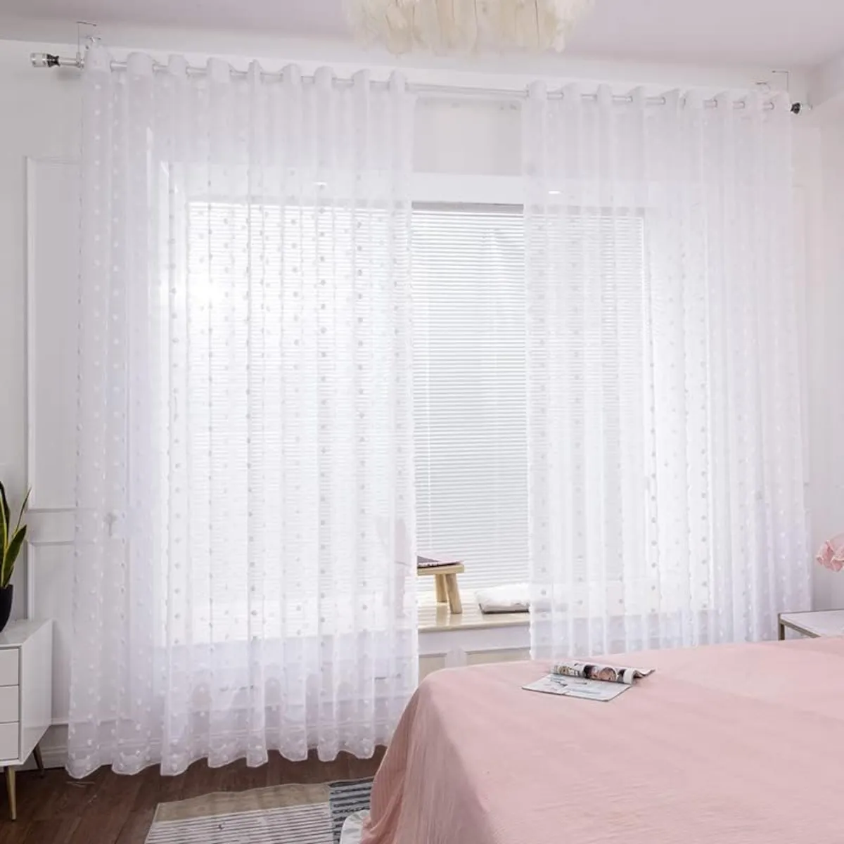 GENERICO - Set de Visillos Bordados pompon