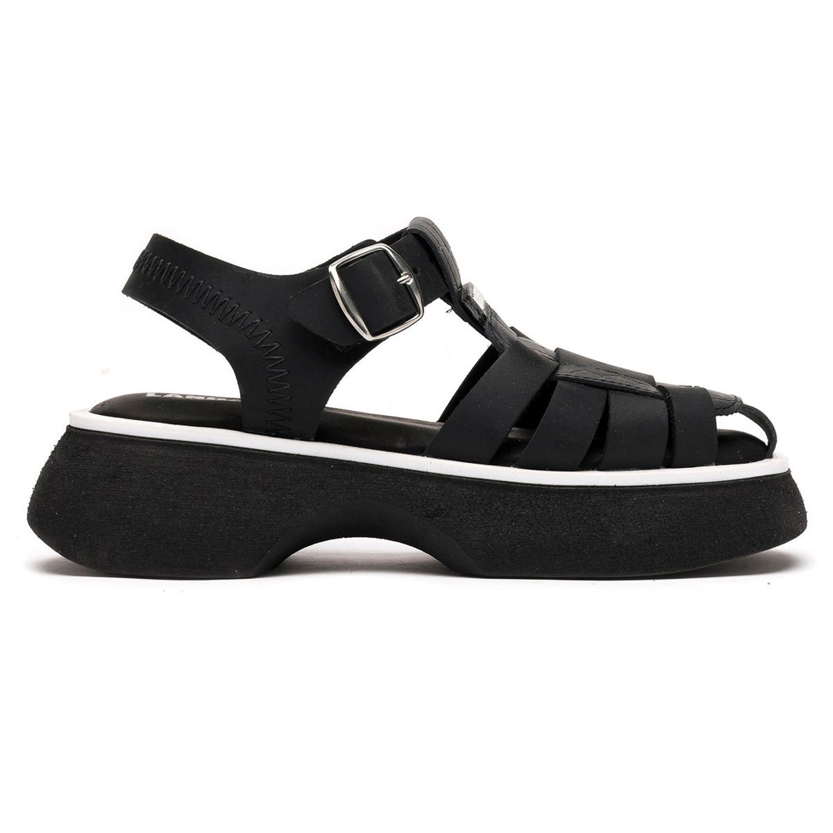 LANDAZURI - Sandalia Cuero Narval Negro/Blanco Landazuri