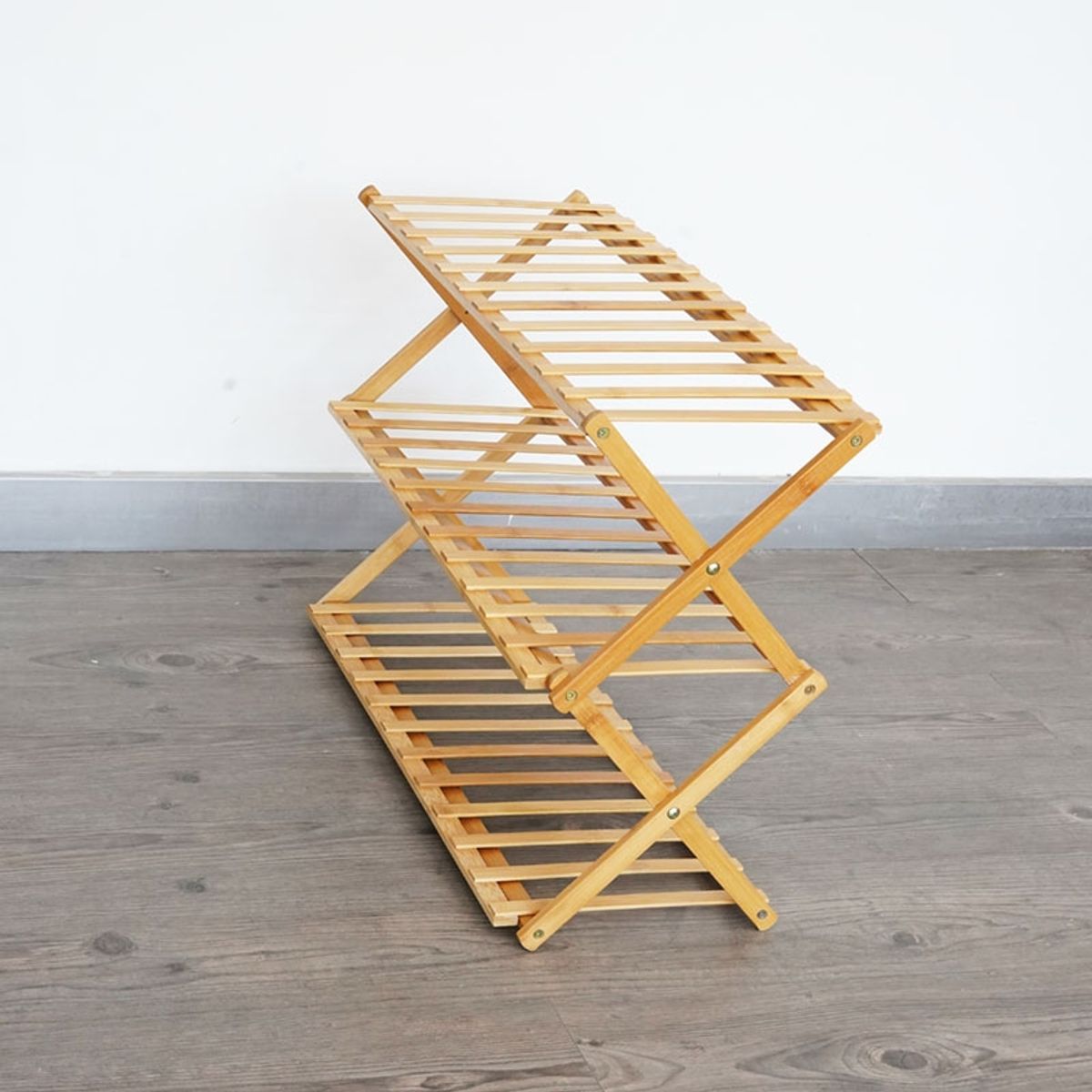 GENERICO - Organizador de zapato plegable de bambú 3 Niveles