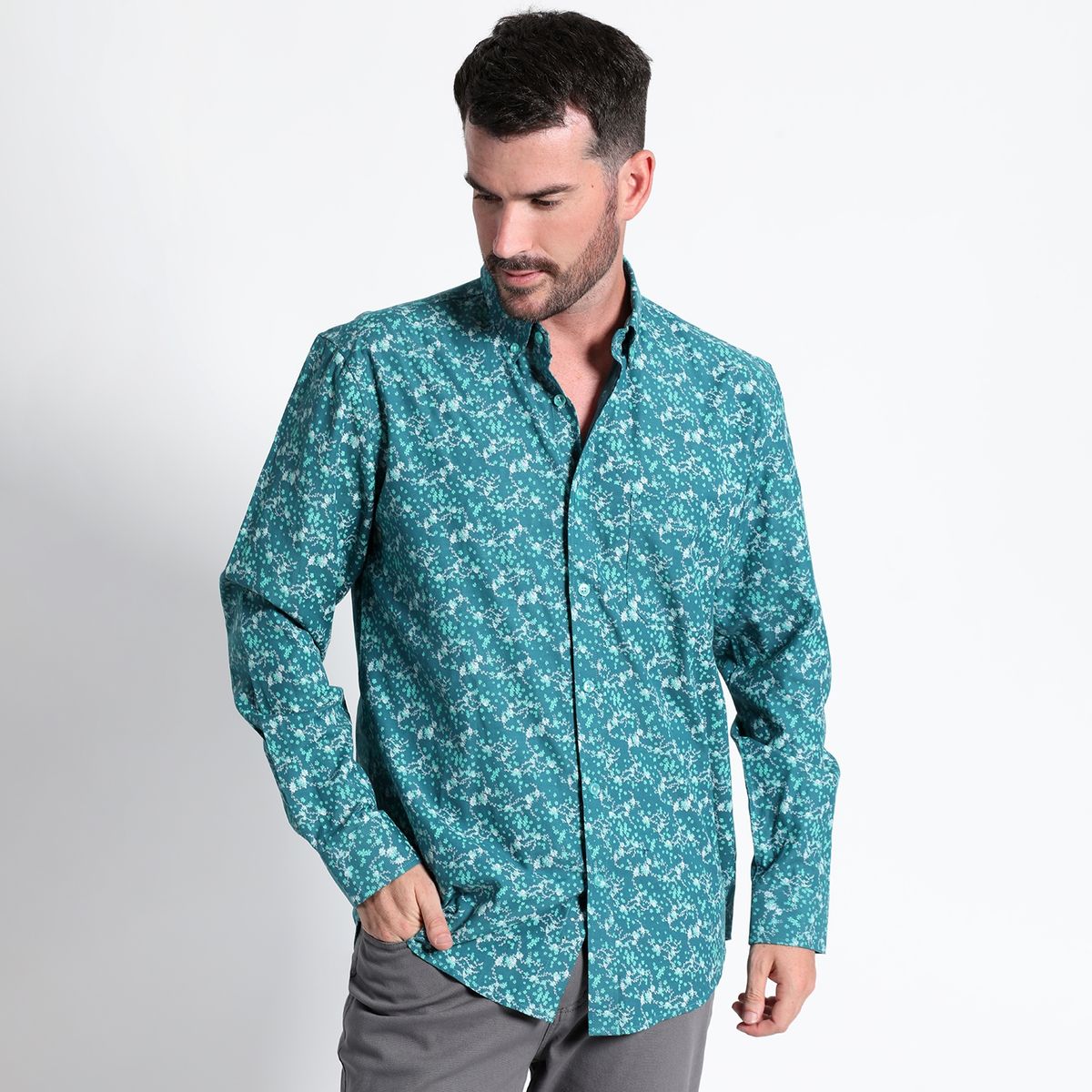 KOTTING - Camisa Fantasía Estampada Manga Larga Slim Fit KOTTING
