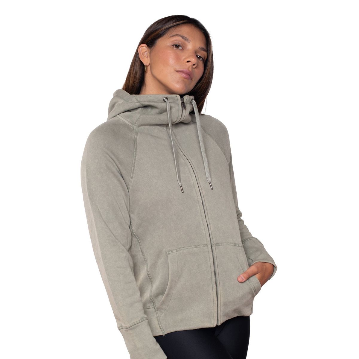 LENGA - Polerón Mujer Canguro con Cierre metal Petra Lenga Sustentable