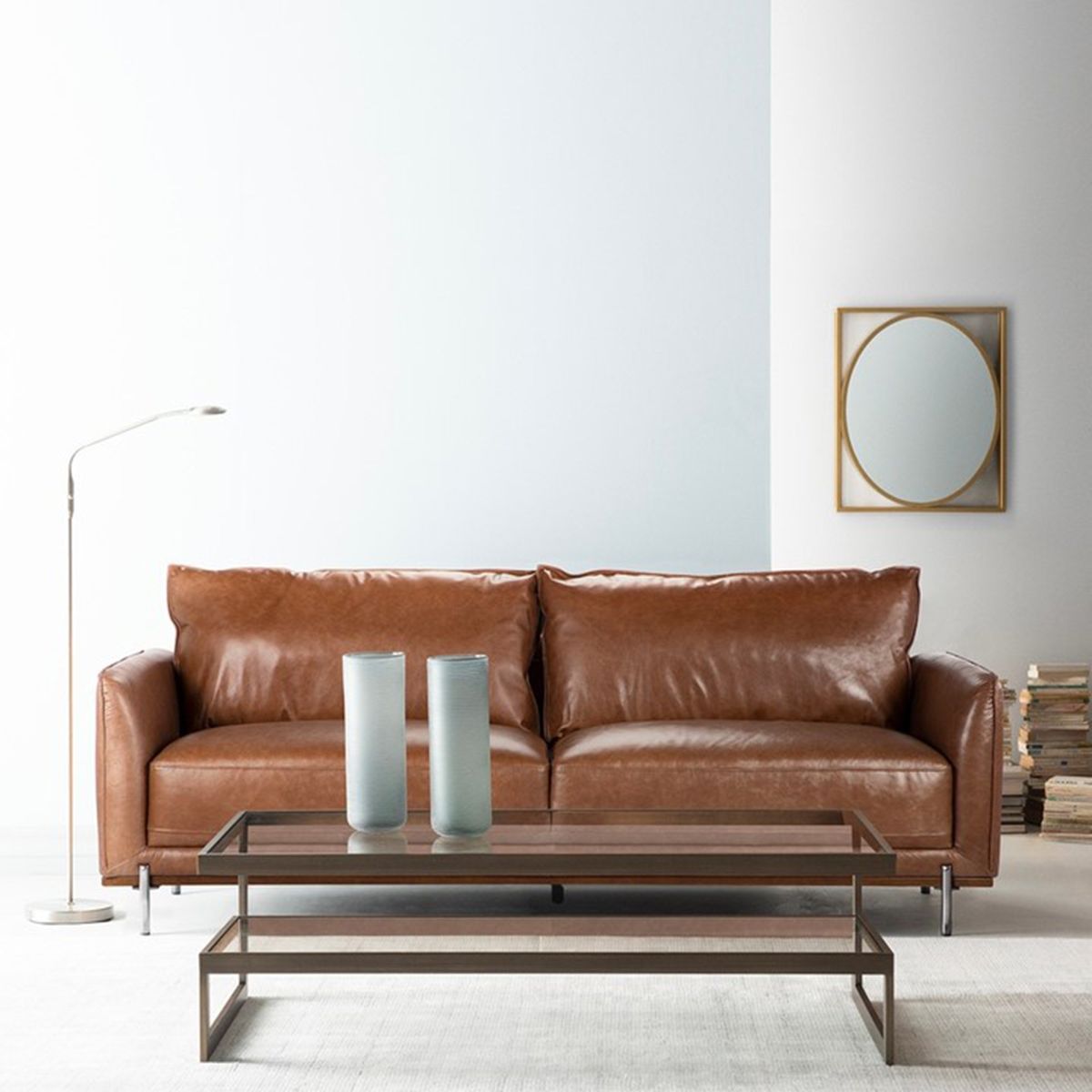 ROSEN - Sofá Rosen Westwood 2 Cuerpos Cuero Camel