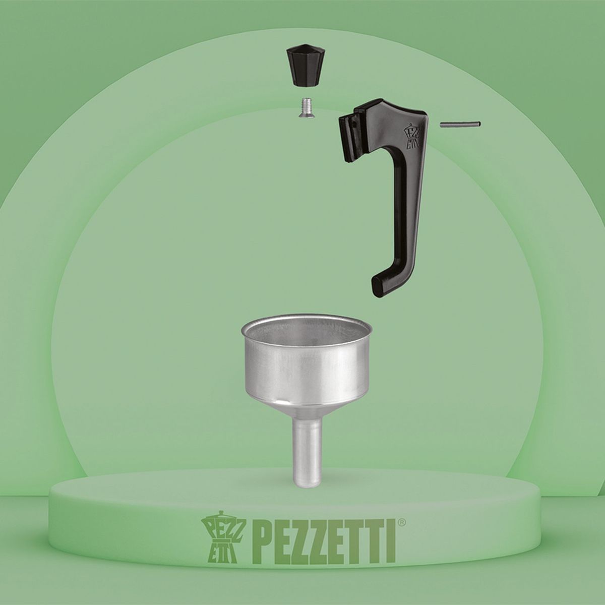 PEZZETTI - Set 1Embudo -1 Asas -1 Pomo -Cafetera Italiana 3 Taza