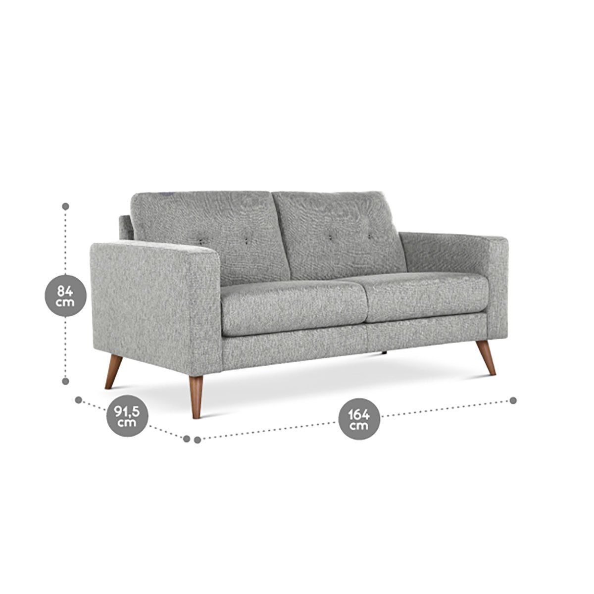ROSEN - Sofá Rosen Sablon 2 Cuerpos Tela Cemento