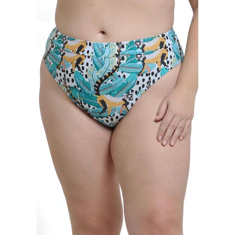 SAMIA - Bikini calzón alto con pretina estampado verde SAMIA