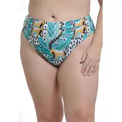 SAMIA - Bikini calzón alto con pretina estampado verde