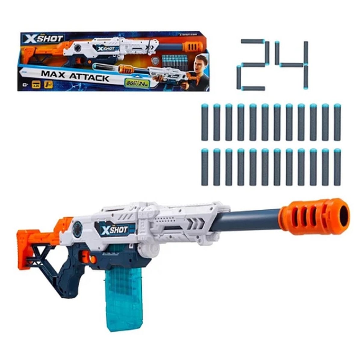 ANSALDO - Lanzador Max Attack Con 24 Dardos X-shot Max Attack