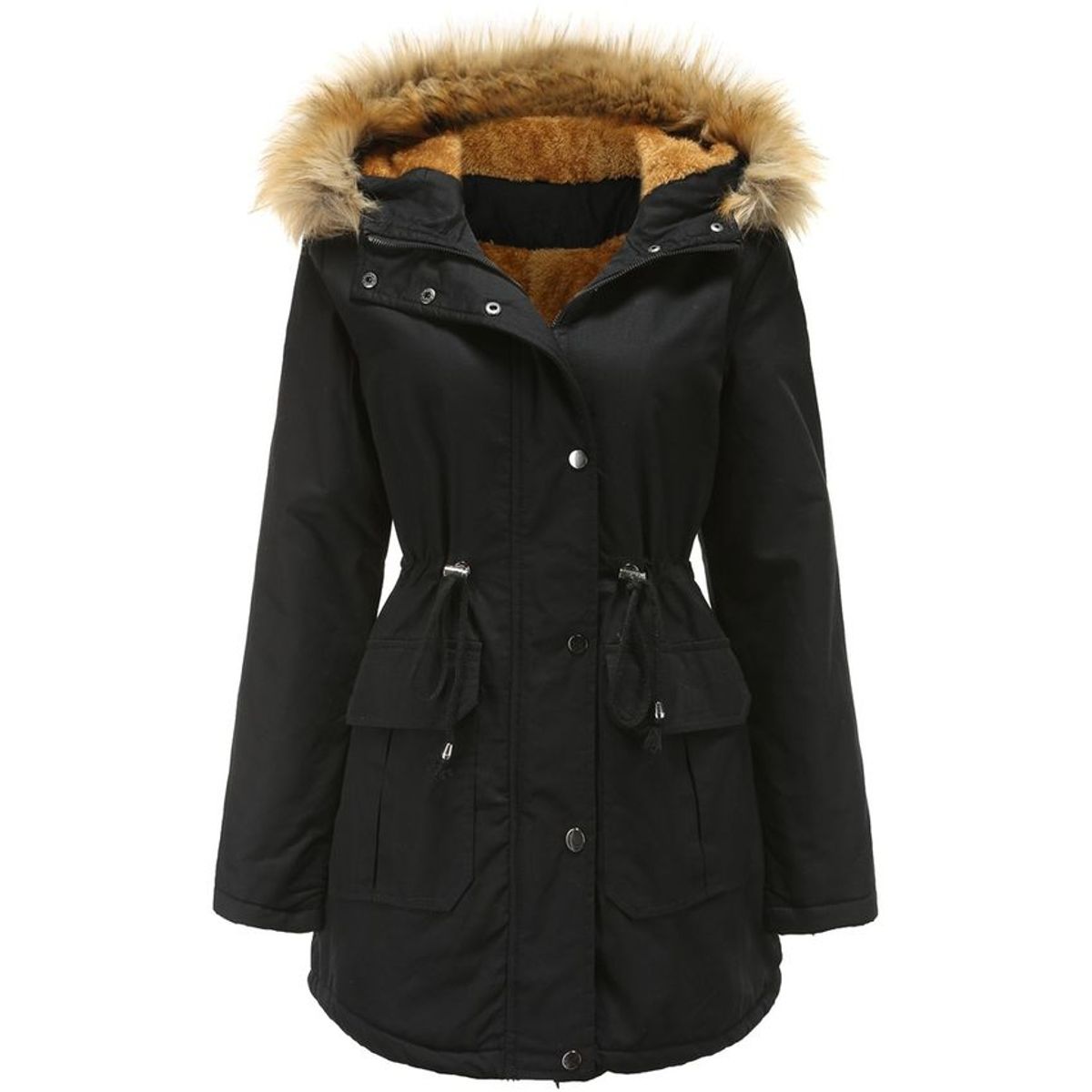 BLWOENS - Abrigo con capucha de Algodón para mujer - Negro