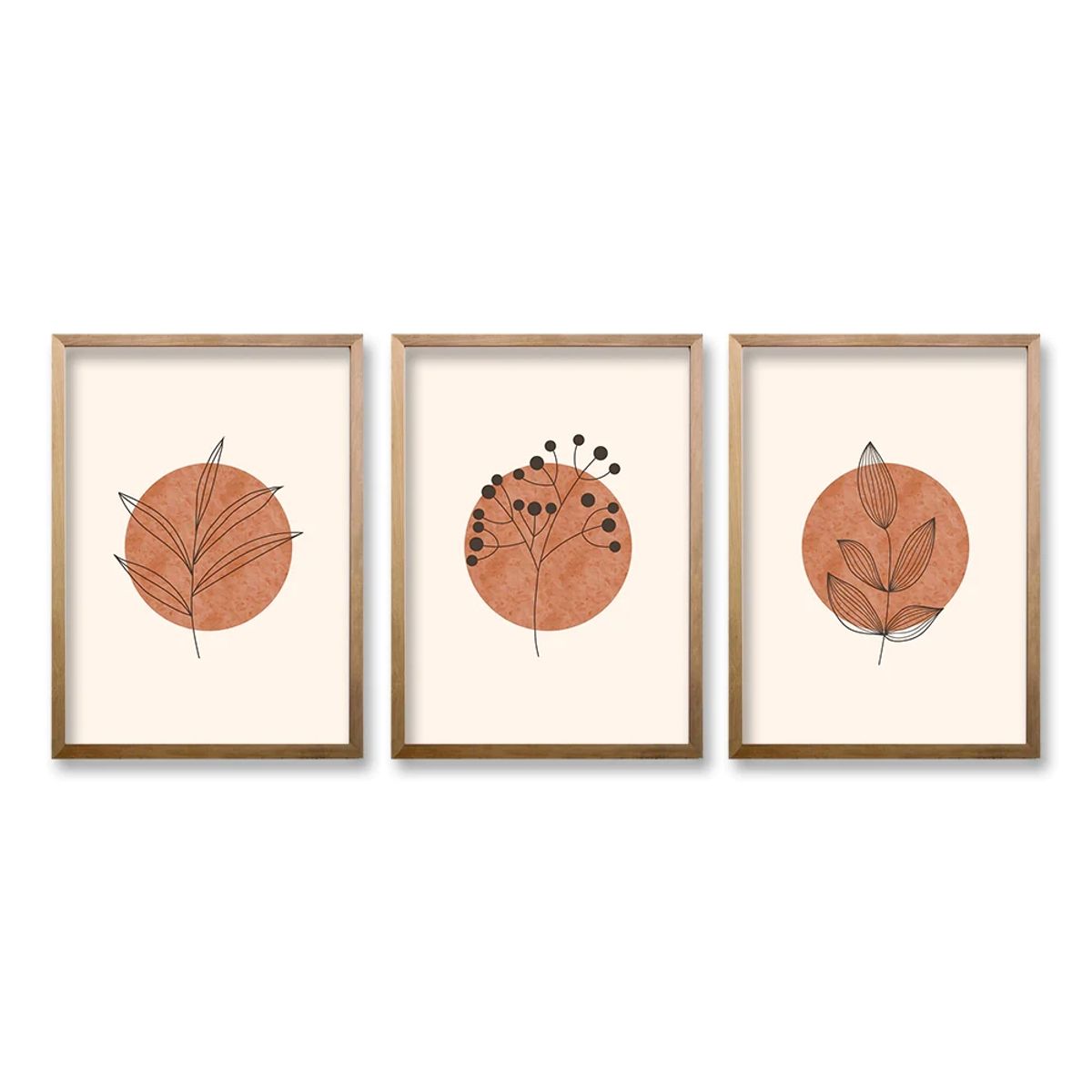 RETELA - Cuadro Trio Ramitas - Cafe - 70x50 cm