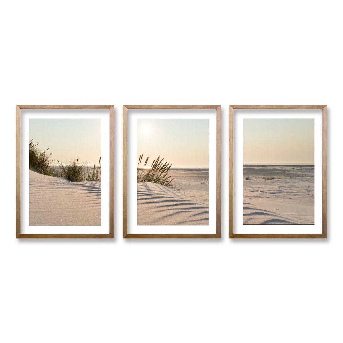 RETELA - Cuadro Trio Madera Arena - Cafe - 70x50 cm