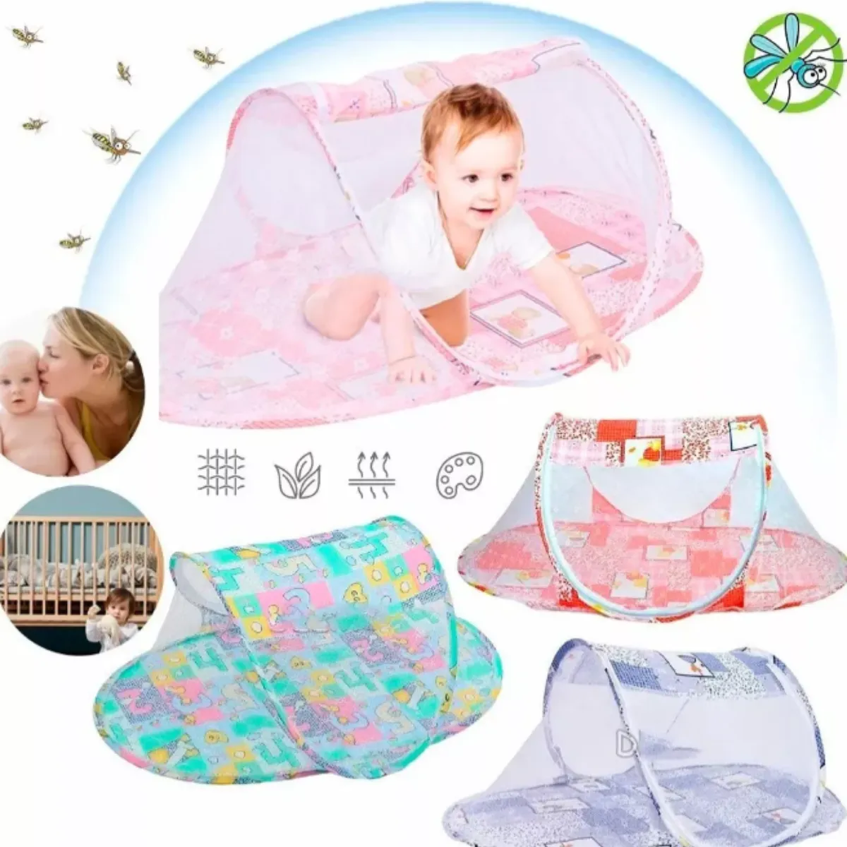 GENERICO - Cuna Moises Mosquitero Plegable Portatil Repelente Mosquitos