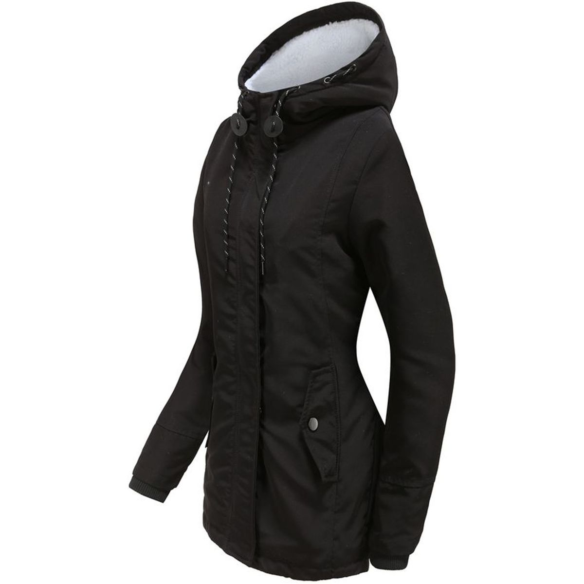 BLWOENS - Abrigo con capucha de Algodón para mujer - Negro