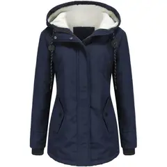BLWOENS - Abrigo con capucha de Algodón Artificial para mujer-Azul