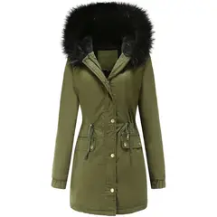 BLWOENS - Abrigo con capucha de lana para mujer - Verde