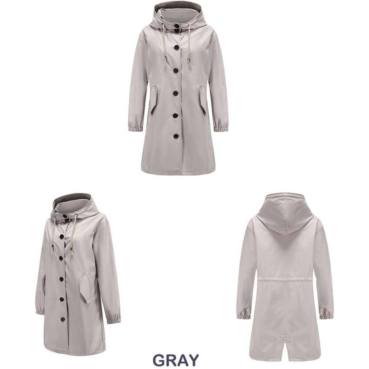 BLWOENS - Chaqueta Cortavientos para mujer abrigo largo informal-Gris