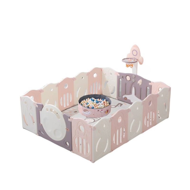 GENERICO - Corral 160x200 Moon PINK y Alfombra Aro y Piscina de pelotas