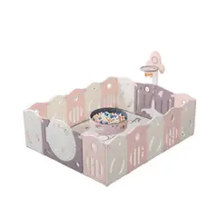 GENERICO - Corral 160x200 Moon PINK y Alfombra Aro y Piscina de pelotas