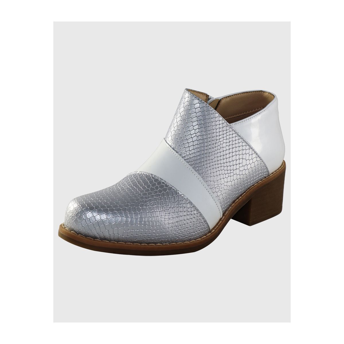 DINASTELLA - Botines taco corto Blancos para Mujer Casuales con Cierre Danicolle