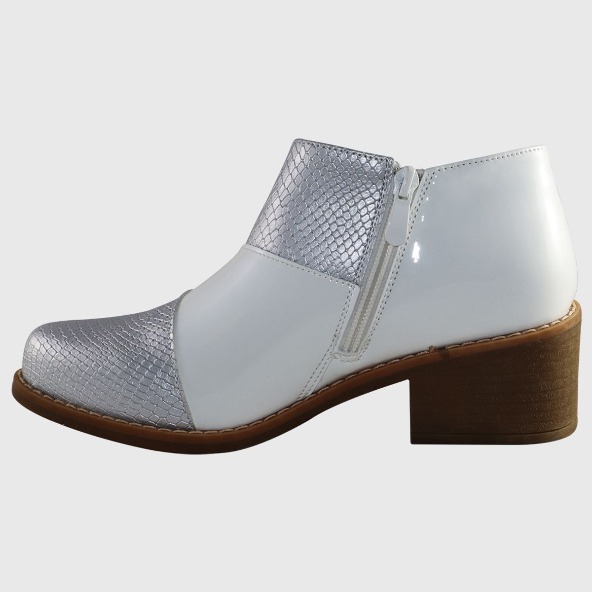 DINASTELLA - Botines taco corto Blancos para Mujer Casuales con Cierre Danicolle