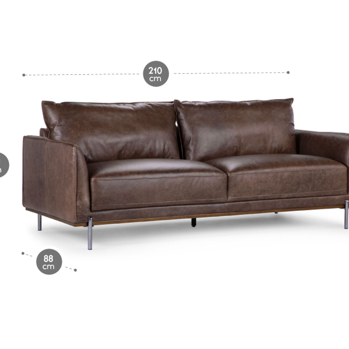 ROSEN - Sofá Rosen Westwood 3 Cuerpos Cuero Moro