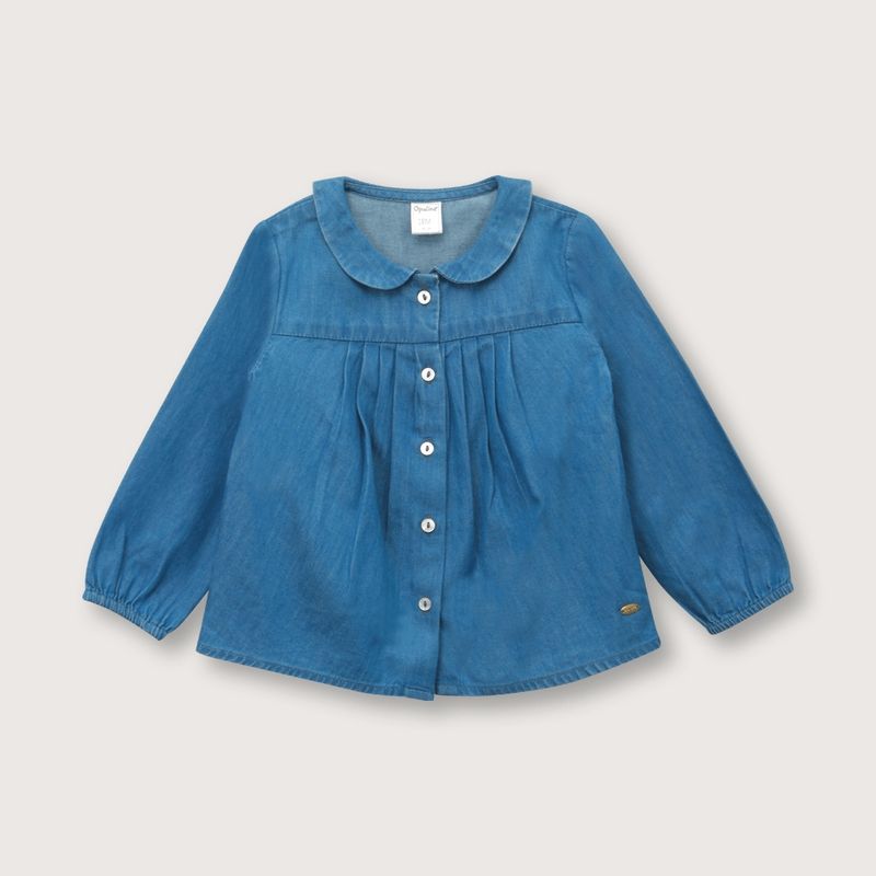 OPALINE - Blusa de niña con corte imperio Denim (6 meses a 4 años)