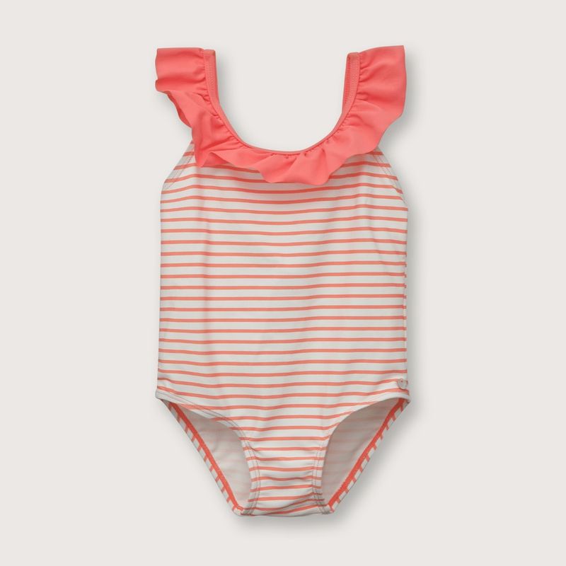 OPALINE - Traje de baño de niña con vuelo rose (6 meses a 4 años).