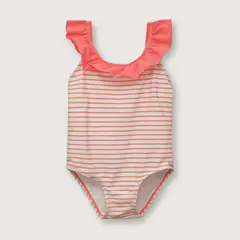 OPALINE - Traje de baño de niña con vuelo rose (6 meses a 4 años).