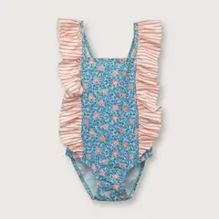 OPALINE - Traje de baño de niña con vuelo turquesa (6 meses a 4 años).