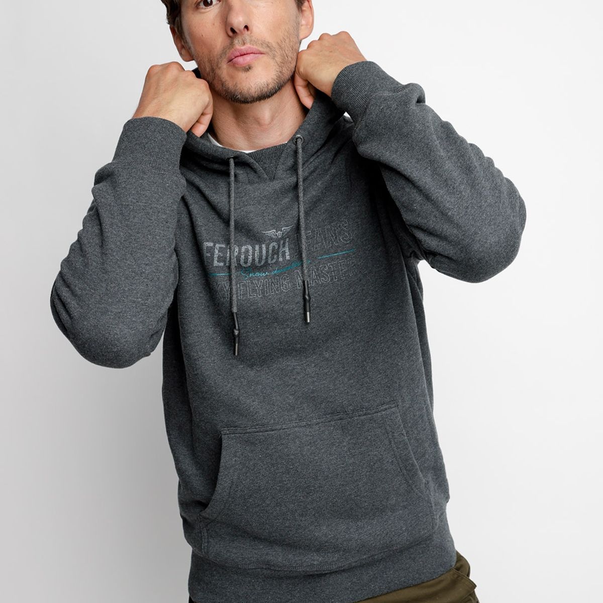 FEROUCH - Polerón Hoodie Gris Ferouch