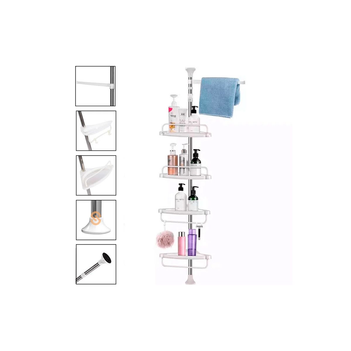 GENERICO - Organizador De Ducha Esquinero Con 4 Repisas - Shopyclick