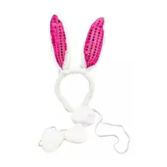 EKOI - Set Animal 3 Piezas Cintillo Conejo Lentejuela Fucsia X1 Uni