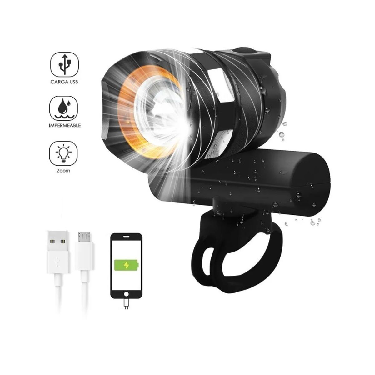 GENERICO - Luces De Bicicleta Delantera Faro Led Impermeable 3500 Lumen